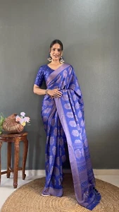 Ready To Wear Saree Premium Soft Moss Silk Fabric Party wear Sari for women - Picture 1 of 18