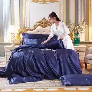 Juegos de cama de seda morera natural funda nórdica edredón fundas de almohada con sábana - Imagen 1 de 35