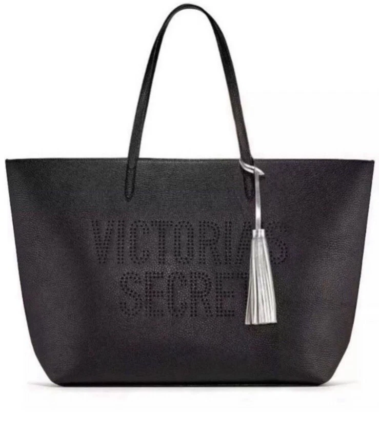 Victoria's Secret Tote Bag Purse Faux Leather Holiday 2019 Black