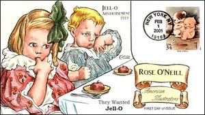 Scott 3502e 34 Cents Rose O'Neill Collins Hand Painted FDC - Picture 1 of 2
