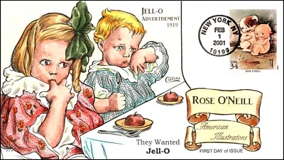 Scott 3502e 34 Cents Rose O'Neill Collins Hand Painted FDC - Image 1 of 2