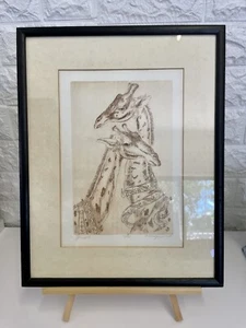 Rare D. Lundquist Dorothy Lundquist etching Giraffe etching vintage 1977 Art - Bild 1 von 9