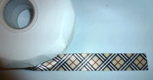 Khaki brown black plaid ribbon satin 1" x 45 yards - Picture 1 of 2