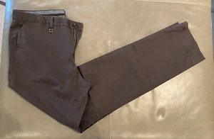 Pantalone chino Ermenegildo Zegna cotone marrone scuro grigio slim fit 50 33 34x32 $385 - Foto 1 di 12