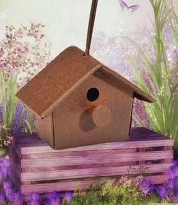 RUSTIC TIN Metal BIRDHOUSE w/PERCH for FAIRY GARDEN,ORNAMENT, HOME DECOR, CRAFTS - Image 1 of 3