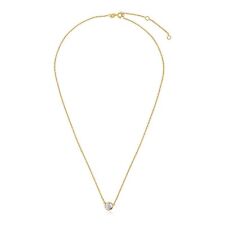 14k Yellow Gold 17" Fancy Necklace with Round White Topaz Fine Jewelry