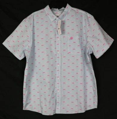 Southern Proper Canal Blue Wave Retro Style Short Sleeve Button Shirt Large New - Image 1 of 4
