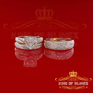 0,33 kt echter Diamant Herrenring Größe 10 & Damengröße 7 Trio Sterlingsilber gelb - Bild 1 von 12