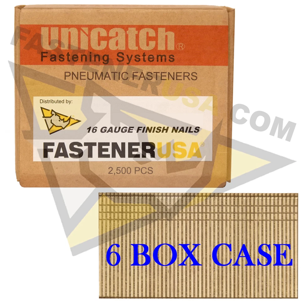 UNICATCH / FASTENER USA 2 1/2" 16 Gauge Straight Finish Nails 2.5 Inch 16 ga (2,500 ct)(case qty 6)