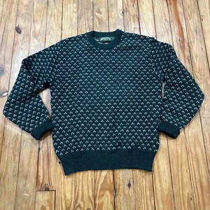 Vintage American Eagle Sweater Mens L Wool Blend MADE IN USA Birdseye Fisherman - Picture 1 of 9
