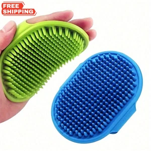 2 PCS Pet Bathing Brush & Dog Cat Massage Gloves, Silicone Grooming Comb - Picture 1 of 8