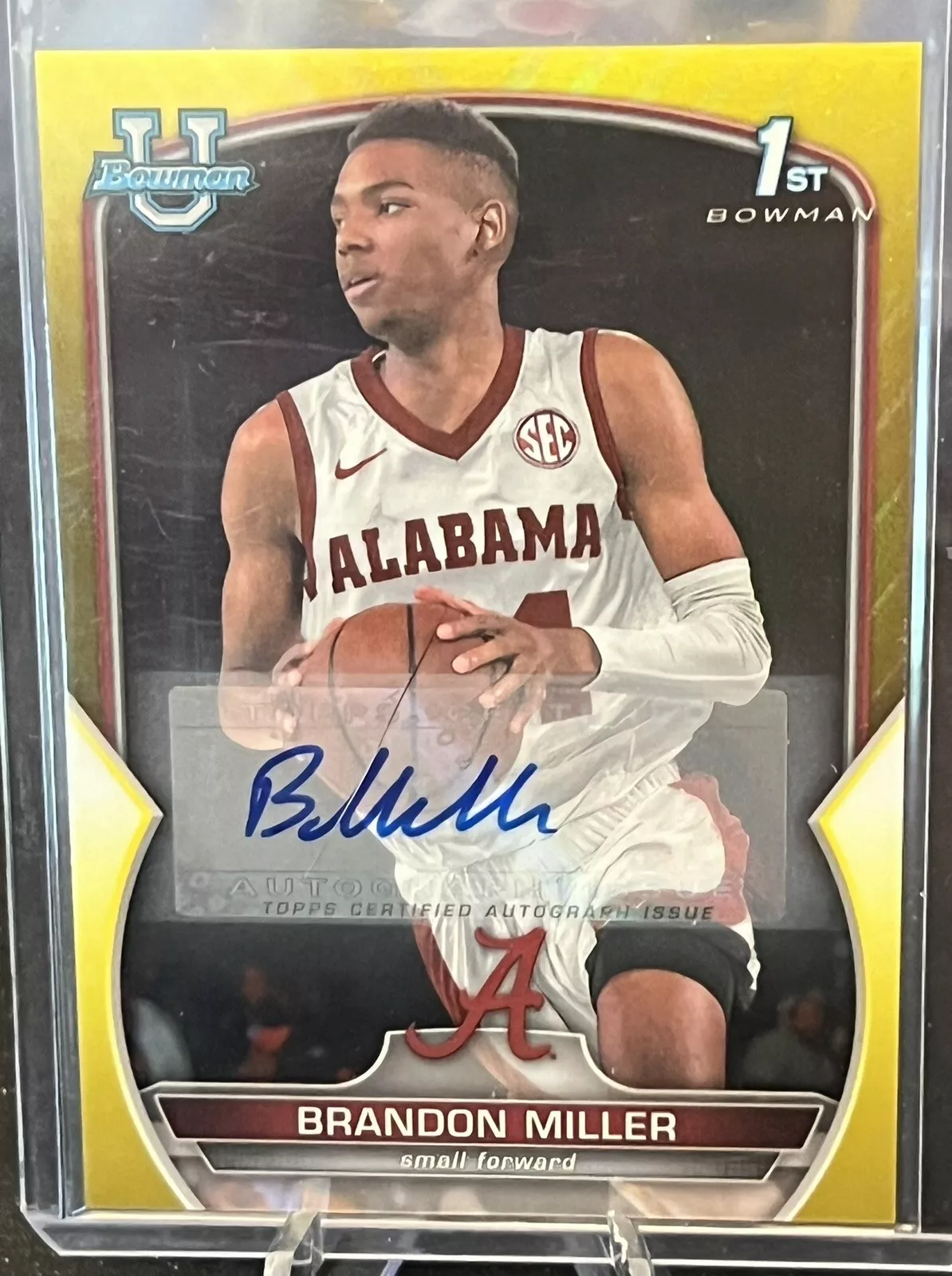 2022 Bowman University Chrome Brandon Miller Yellow Auto /75 1st Bowman Chrome