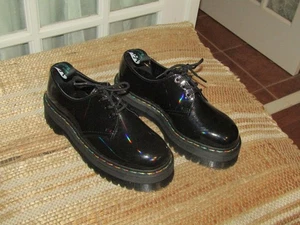 Dr. Doc Martens 1461 Quad TC Platform Oxford taglia 7 uomo 8 Wmn nero vernice pelle - Foto 1 di 11