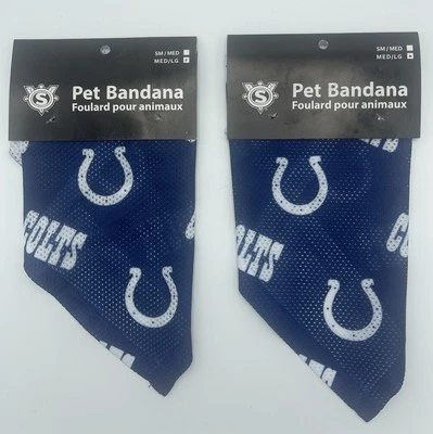 2 Indianapolis Colts Bandana Bufanda Perro Mascota Talla Mediana Grande NFL Foto 1 de 3