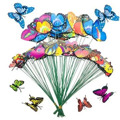 3D Garden Dragonfly Butterfly Stakes,  100 PCS Colorful 100 Pcs Butterfly - Image 1 of 4