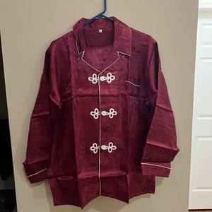 Juego de pijama jacquard satinado borgoña recuerdo Japón vintage años 50 - talla grande - Imagen 1 de 19