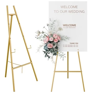 Gold Easel Stand for Sign, Heavy Duty Easel, 4-Tier AdjustableArt Easel for P... - Picture 1 of 7