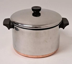1801 Revere Ware 6 Quart Stainless Steel And Copper Stock Pot With Lid 95G - Picture 1 of 11