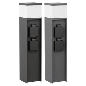 Pollerleuchte PODEL für außen, 39cm, schwarz, 2 Steckdosen, inkl. G9 - Bild 1 von 7