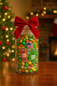 Empty M&M Vintage Glass Olympic Jar 1980 1981 1984 USA Los Angeles NO CANDY NEW - Picture 1 of 9