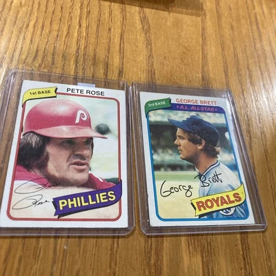 George Brett 1980 Topps # 450 / Pete Rose # 540 ¡Excelente estado de colección Royals Phillies! Foto 1 de 4