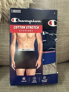 Champion Men's Cotton Stretch Everyday Boxers, 3 Pack, Size Small - Picture 1 of 6