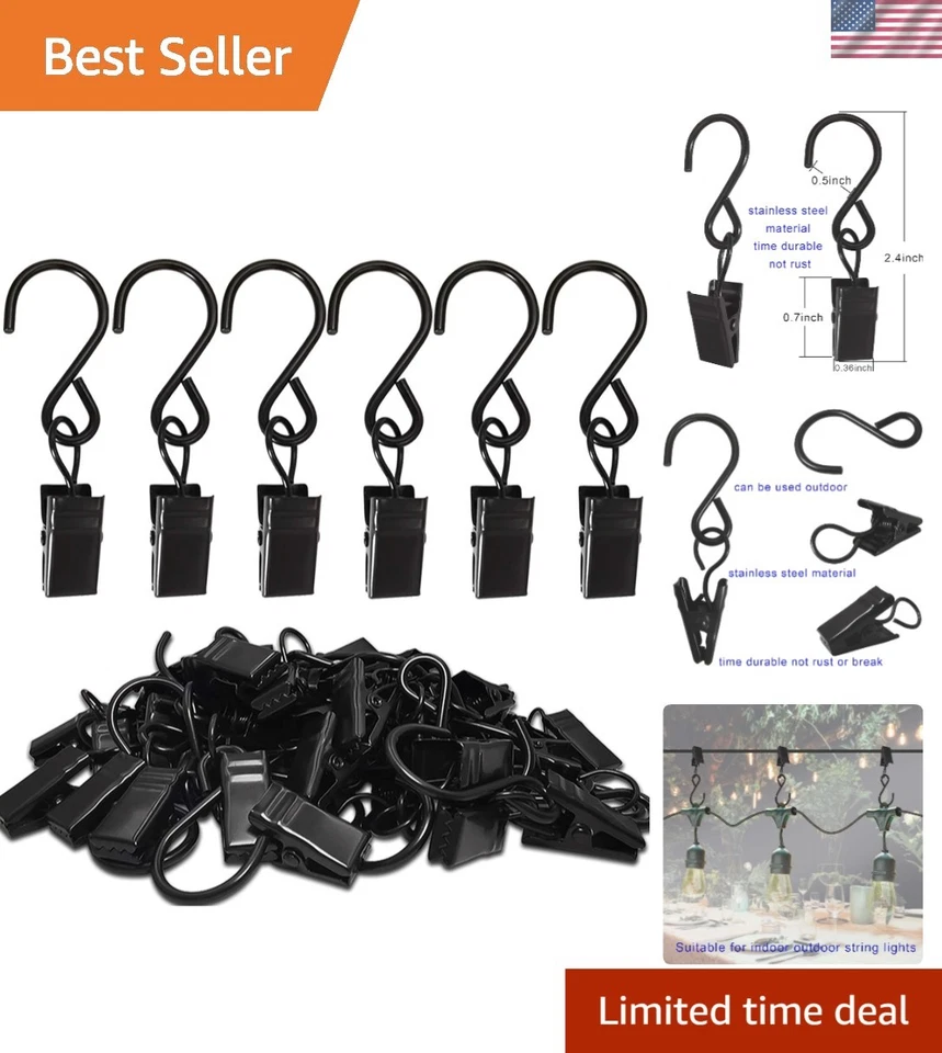 Amzseven Stainless Steel S Hooks Curtain Clips 50 Pack Hanging Party Lights Hang