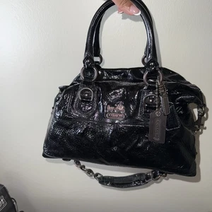 Coach zerknitterte schwarze Leder Madison Sabrina wandelbare Umhängetasche Handtasche - Bild 1 von 9