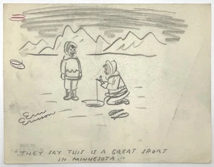 Eric Ericson / Original Signed Comic Gag Sketch Undated Circa 1950 Signed - Picture 1 of 3