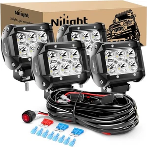 Nilight 4PCS 4 Inch 18W Spot Led Light Bars LED Pods 4Pcs+Wiring Harness  - Picture 1 of 8