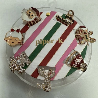 Piper K Christmas Hair Clips 7 Unique Clips Sparkles Pearly Beads Big Or Little - Image 1 of 4