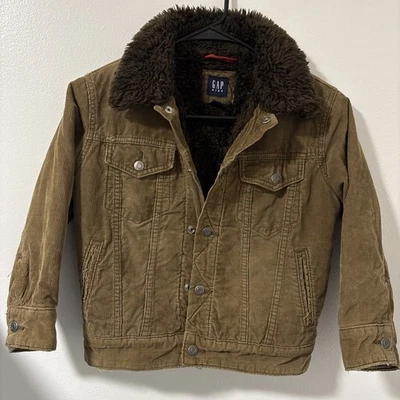 Chaqueta de pana GAP vintage para niños marrón forrada de vellón talla 6-7 usada en excelente estado Foto 1 de 4