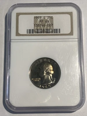 1969-S 25C (Proof) Washington Quarter PF 69 Hint of Amberish Toning! - Image 1 of 2