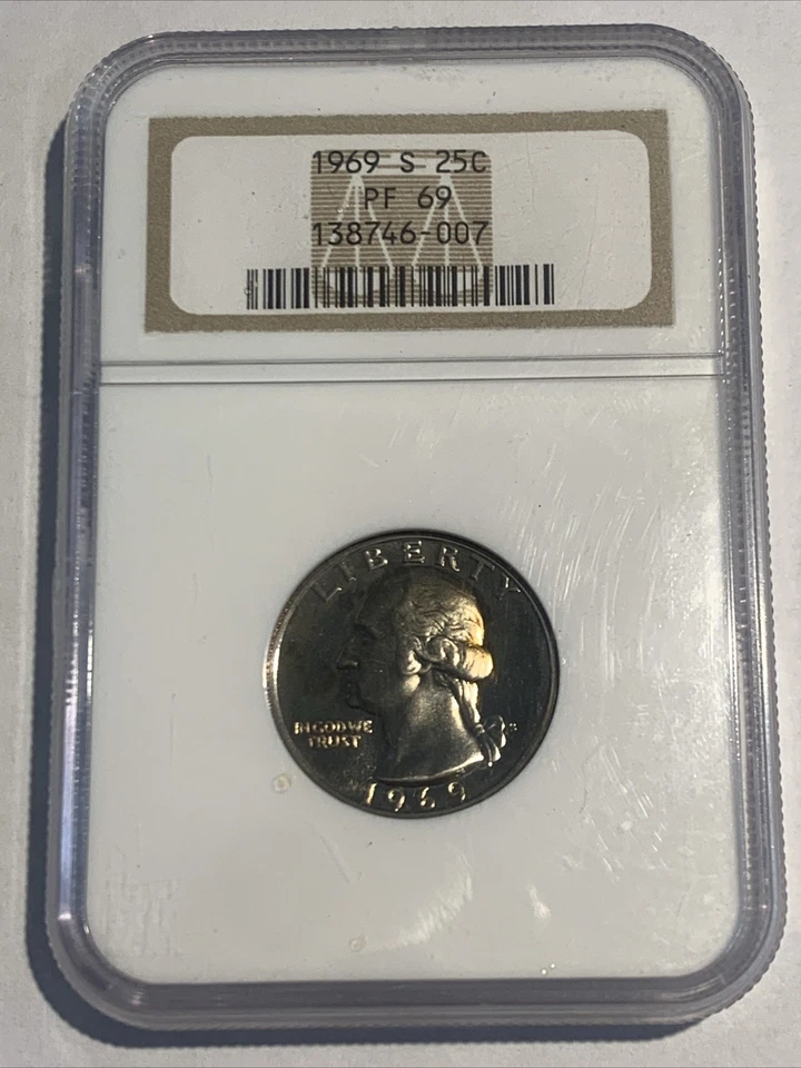 1969-S 25C (Proof) Washington Quarter PF 69 Hint of Amberish Toning! - Image 1 of 2