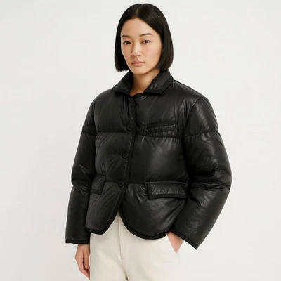 Thom Browne Padded Puffer Jacket AUS 10 IT 42 Black Down Quilted Button Italy - Image 1 of 4