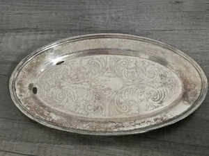 Vintage Oneida USA geätztes ovales Serviertablett Silberplatte 9 Zoll - Bild 1 von 10