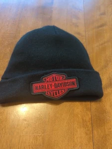 Harley Davidson Museum Black Knit Hat Embroidered Logo One Size 100% Cotton - Picture 1 of 10