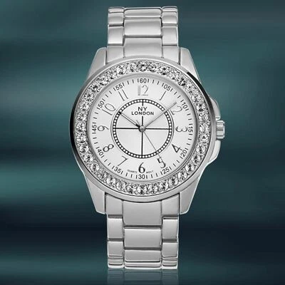 NUEVO NY London 9260-SS Reloj Uptown Para Hombre Caja Plateada Banda Cristal Esfera Blanca Foto 1 de 3