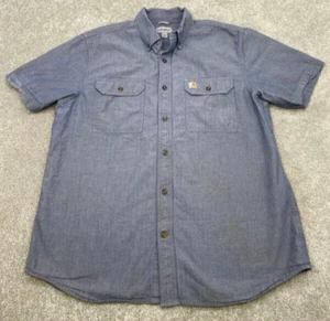 Carhartt Shirt Men's Large Original Fit Short Sleeve Button Up Blue Pockets 4827 - Picture 1 of 6