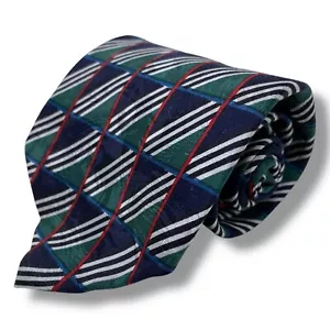 Paolo Gucci Seidenkrawatte grün weiß blau geometrisch Länge 56" Breite 4" - Bild 1 von 5