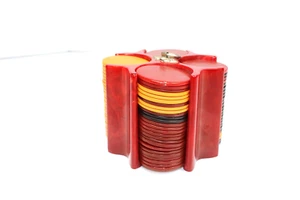 VINTAGE CATALIN BAKELITE ANTIQUE POKER CHIPS WITH HOLDER NO CRACKS CHIPS BREAKS - Picture 1 of 6