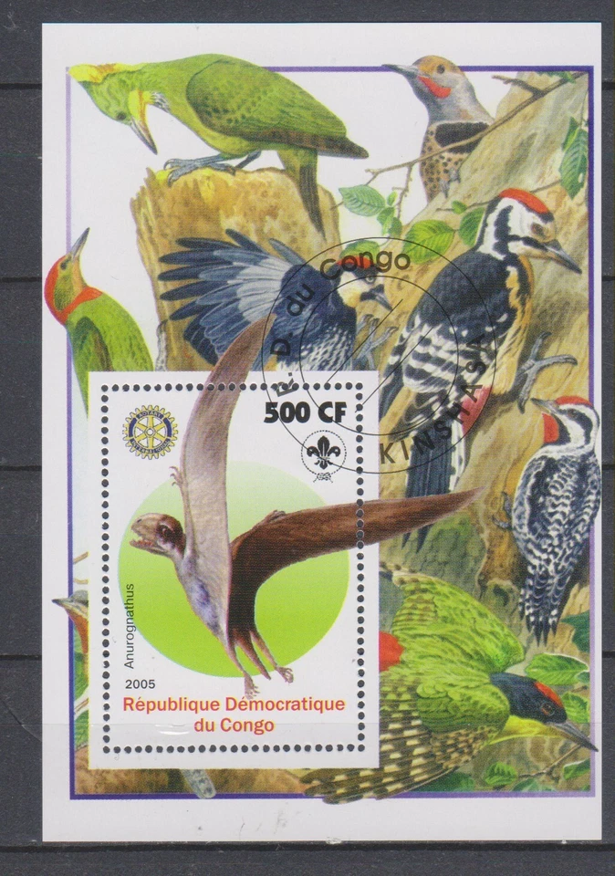 Timbres Dinosaures - Feuillet de timbres préhistoire de Congo - TBE - Photo 1/1