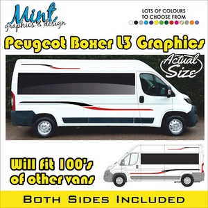 L3 PEUGEOT BOXER LWB EXLWB MOTORHOME CAMPER VAN STRIPES GRAPHICS DECALS 010 - Picture 1 of 4