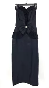 Vestido Vintage Años 80 David Howard Negro Peplum Estrás 26" Clímax Karen Oskada - Imagen 1 de 12