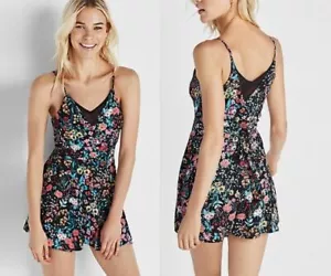Express Floral Faux Wrap Cami Romper Jumpsuit Shorts 0 - Picture 1 of 3