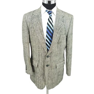 Robert Stock Tweed Blazer Mens 40 L Gray Sports Coat Jacket 2 Buttons Vent - Picture 1 of 12