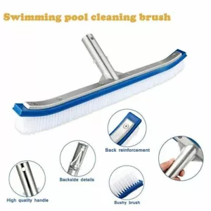 Spazzola da pavimento parete curva 18" con manico in alluminio per piscina da terra/fuori - Foto 1 di 15