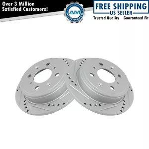 Brake Rotor Performance Drilled Slotted Rear Pair Set for Acura Honda - Picture 1 of 5