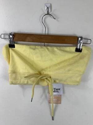 Niebla de tigre. Traje de baño para mujer Top pequeño amarillo liso sin tirantes corbata frontal nuevo con etiquetas Foto 1 de 4