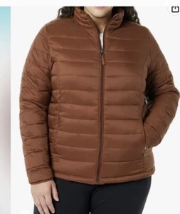 Amazon Essentials S Womens Brown Long Sleeve Zip Hooded Puffer Jacket Packable - Picture 1 of 24